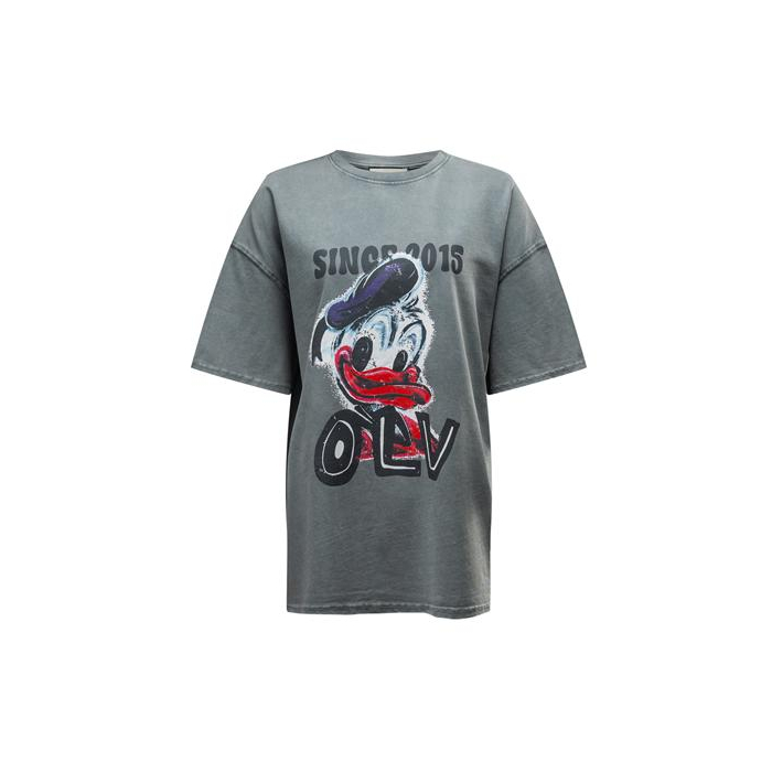 BLUZKA T-SHIRT DAMSKI OVERSIZE PRINT DONALD OLAVOGA MOSE LIGHT GRAY