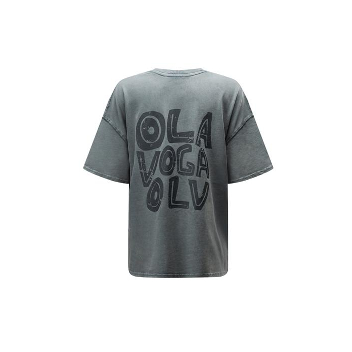 BLUZKA T-SHIRT DAMSKI OVERSIZE PRINT DONALD OLAVOGA MOSE LIGHT GRAY