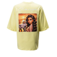 BLUZKA T-SHIRT DAMSKI OVERSIZE PRINT LALECZKA OLAVOGA CAMPARI YELLOW