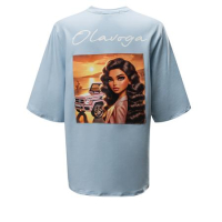BLUZKA T-SHIRT DAMSKI OVERSIZE PRINT LALECZKA OLAVOGA CAMPARI BLUE