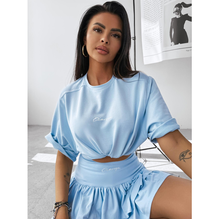BLUZKA T-SHIRT DAMSKI OVERSIZE PRINT LALECZKA OLAVOGA CAMPARI BLUE