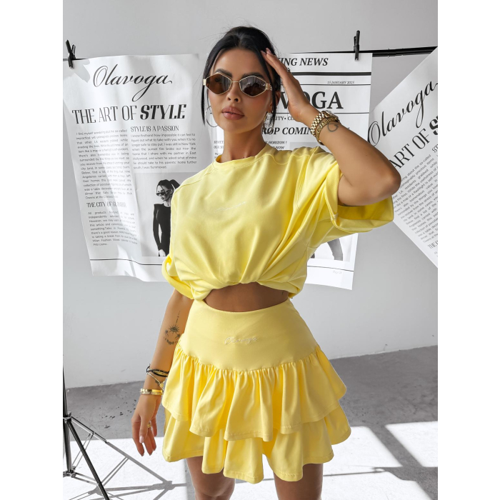 BLUZKA T-SHIRT DAMSKI OVERSIZE PRINT LALECZKA OLAVOGA CAMPARI YELLOW