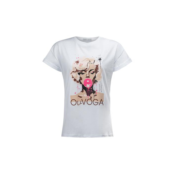 BLUZKA T-SHIRT DAMSKI OVERSIZE PRINT MARILYN MONROE OLAVOGA HENNESSY ECRU