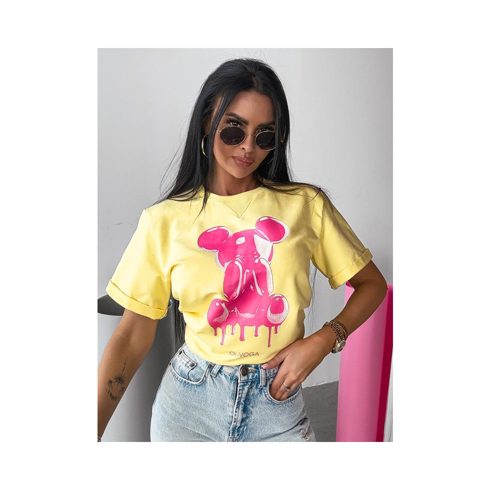 BLUZKA T-SHIRT DAMSKI OVERSIZE PRINT OLAVOGA GO ON YELLOW