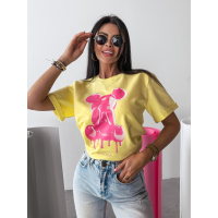 BLUZKA T-SHIRT DAMSKI OVERSIZE PRINT OLAVOGA GO ON YELLOW