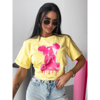BLUZKA T-SHIRT DAMSKI OVERSIZE PRINT OLAVOGA GO ON YELLOW