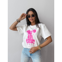 BLUZKA T-SHIRT DAMSKI OVERSIZE PRINT OLAVOGA GO ON ECRU