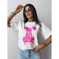 BLUZKA T-SHIRT DAMSKI OVERSIZE PRINT OLAVOGA GO ON ECRU