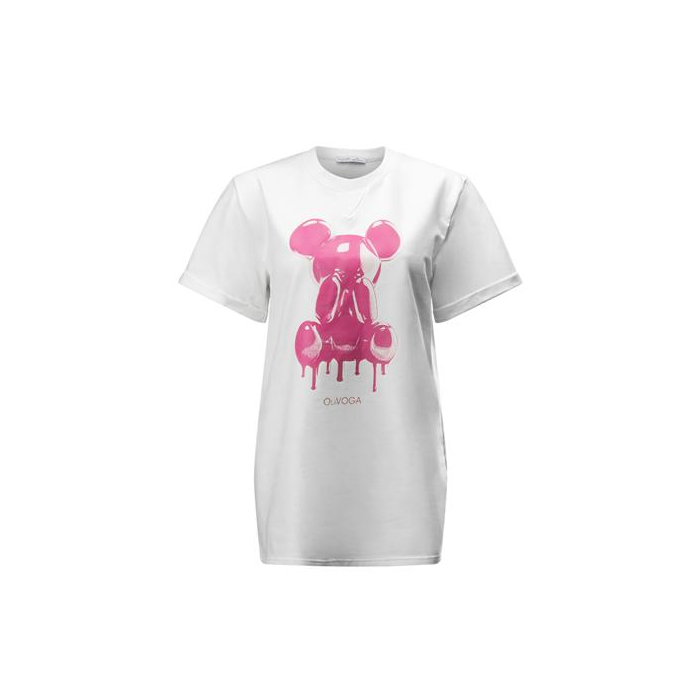 BLUZKA T-SHIRT DAMSKI OVERSIZE PRINT OLAVOGA GO ON ECRU