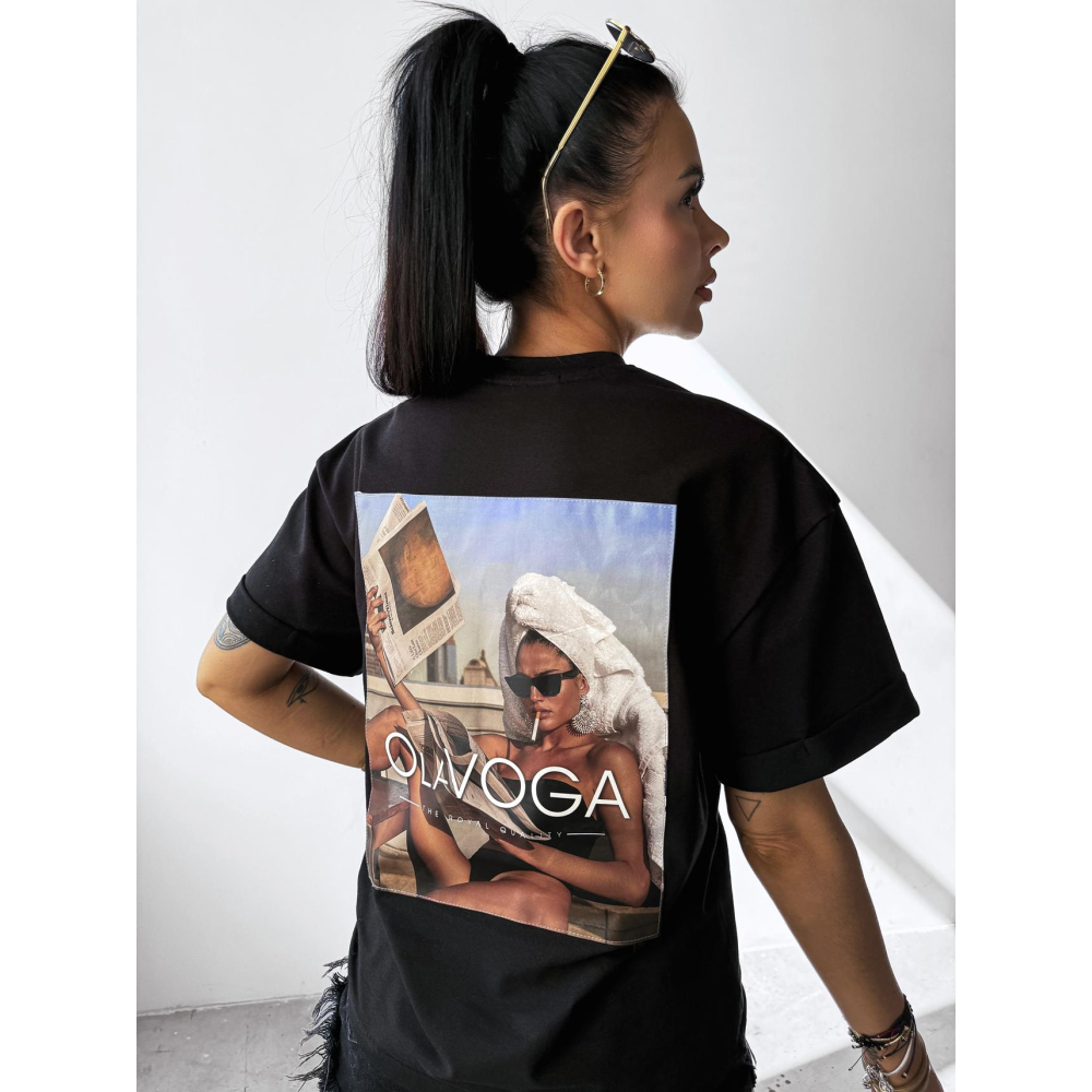 BLUZKA T-SHIRT DAMSKI OVERSIZE PRINT OLAVOGA INVIS BLACK