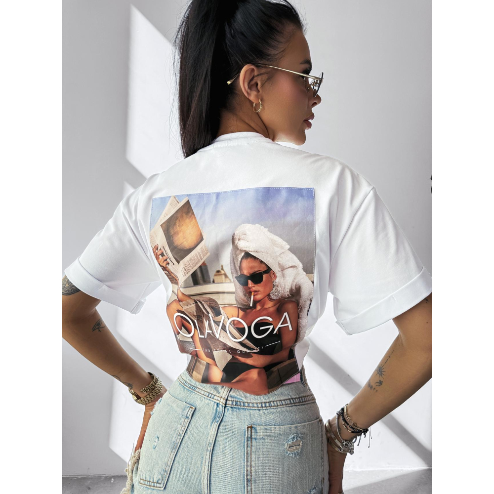 BLUZKA T-SHIRT DAMSKI OVERSIZE PRINT OLAVOGA INVIS WHITE
