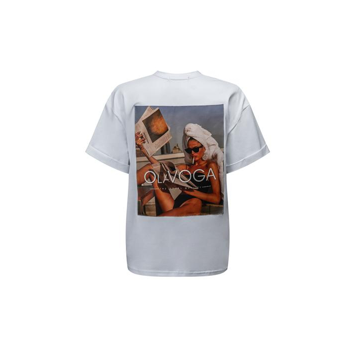 BLUZKA T-SHIRT DAMSKI OVERSIZE PRINT OLAVOGA INVIS WHITE