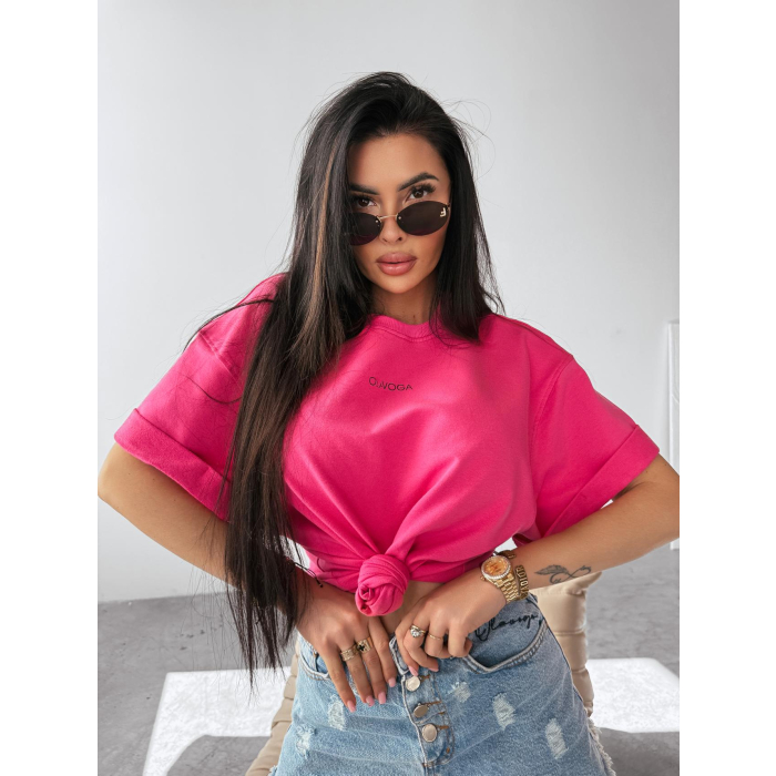 BLUZKA T-SHIRT DAMSKI OVERSIZE PRINT OLAVOGA THEBES AMARANT