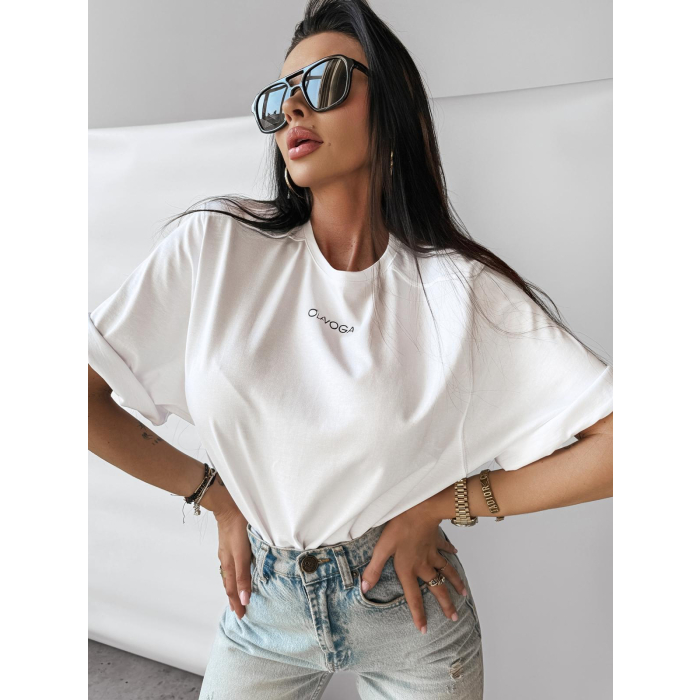 BLUZKA T-SHIRT DAMSKI OVERSIZE PRINT PERFUM OLAVOGA ONTARIO ECRU