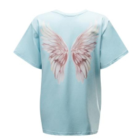 BLUZKA T-SHIRT DAMSKI OVERSIZE SKRZYDŁA OLAVOGA HOLD ON BLUE