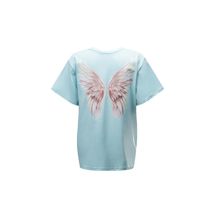 BLUZKA T-SHIRT DAMSKI OVERSIZE SKRZYDŁA OLAVOGA HOLD ON BLUE