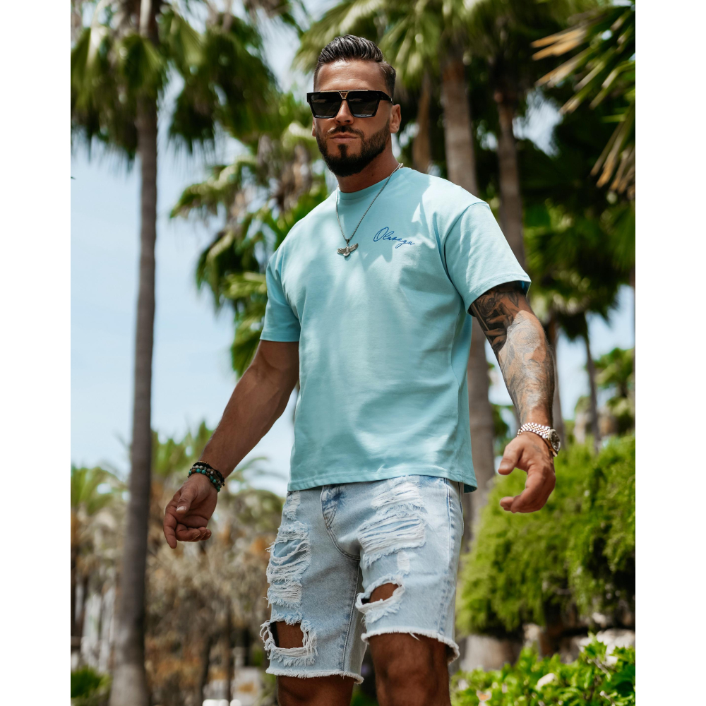 BLUZKA T-SHIRT MĘSKI OLAVOGA MEN BLUE HARMONY BLUE