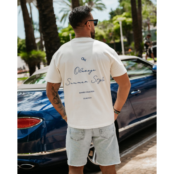 BLUZKA T-SHIRT MĘSKI OLAVOGA MEN BLUE HARMONY ECRU