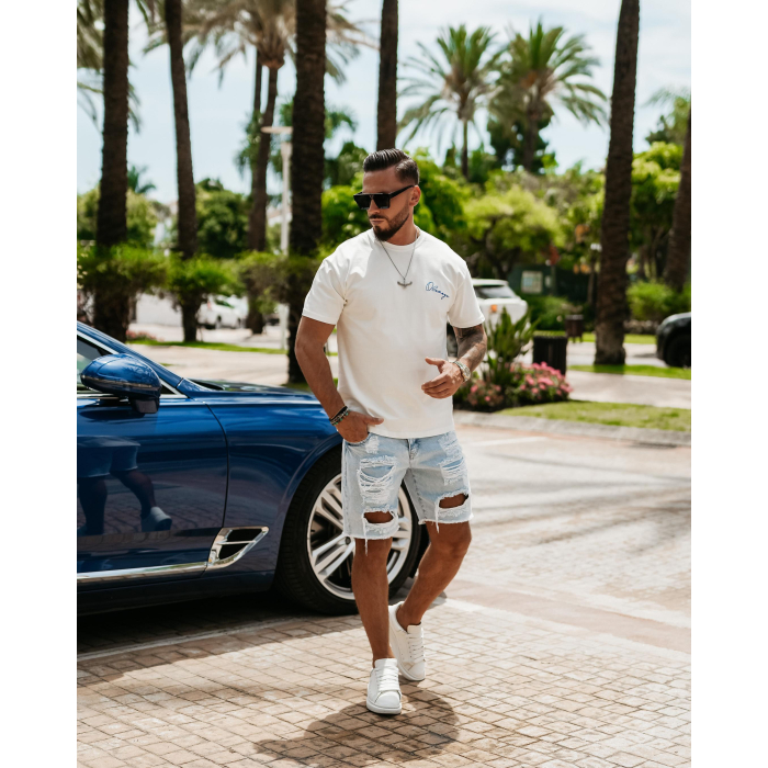 BLUZKA T-SHIRT MĘSKI OLAVOGA MEN BLUE HARMONY ECRU
