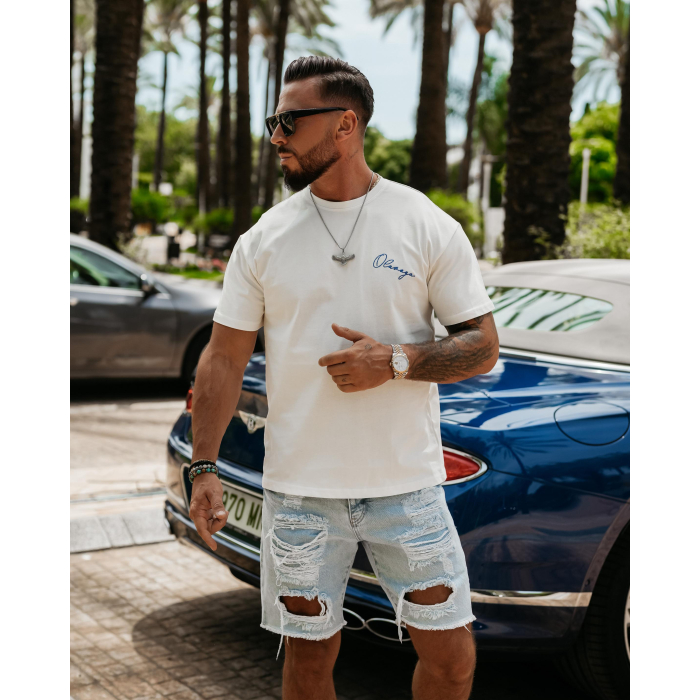 BLUZKA T-SHIRT MĘSKI OLAVOGA MEN BLUE HARMONY ECRU