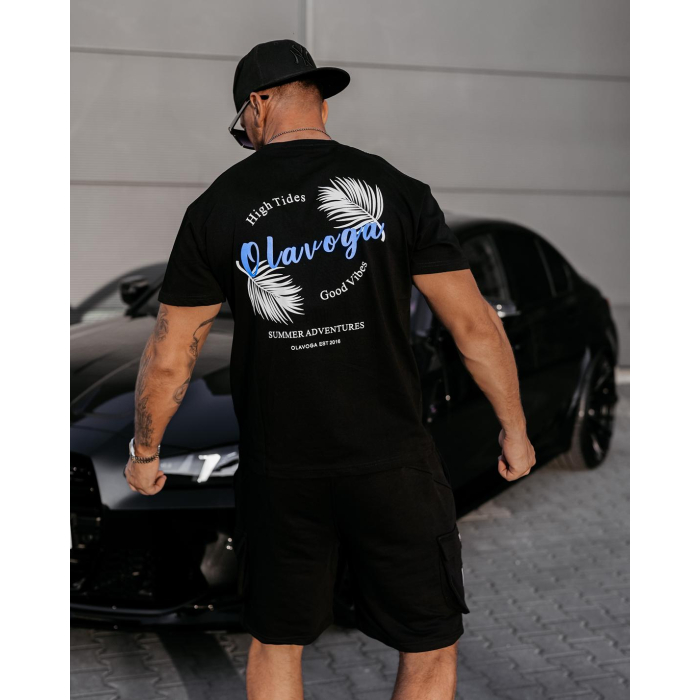 BLUZKA T-SHIRT MĘSKI OLAVOGA MEN PALM WAVE BLACK