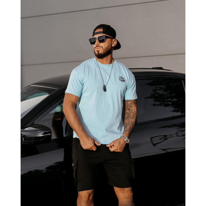 BLUZKA T-SHIRT MĘSKI OLAVOGA MEN PALM WAVE BLUE