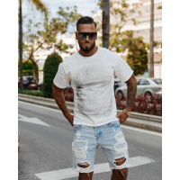 BLUZKA T-SHIRT MĘSKI OLAVOGA MEN SMOKE ECRU