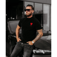 BLUZKA T-SHIRT MĘSKI OVERSIZE DZIANINOWY OLAVOGA MEN LUV BLACK