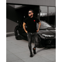 BLUZKA T-SHIRT MĘSKI OVERSIZE DZIANINOWY OLAVOGA MEN LUV BLACK