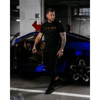 BLUZKA T-SHIRT MĘSKI OVERSIZE GOLD LOGO OLAVOGA MEN JEETEE BLACK
