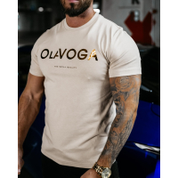 BLUZKA T-SHIRT MĘSKI OVERSIZE GOLD LOGO OLAVOGA MEN JEETEE BEIGIE