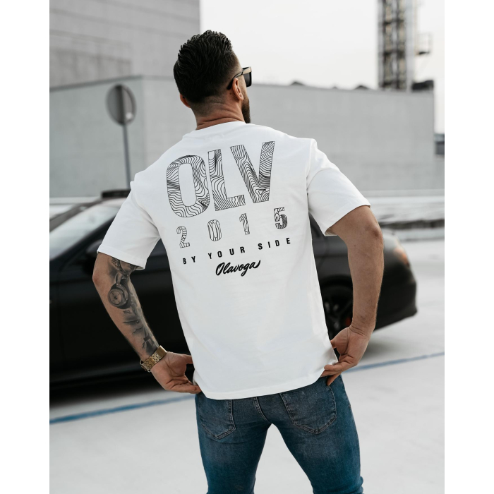 BLUZKA T-SHIRT MĘSKI OVERSIZE OLAVOGA MEN BAKAR ECRU