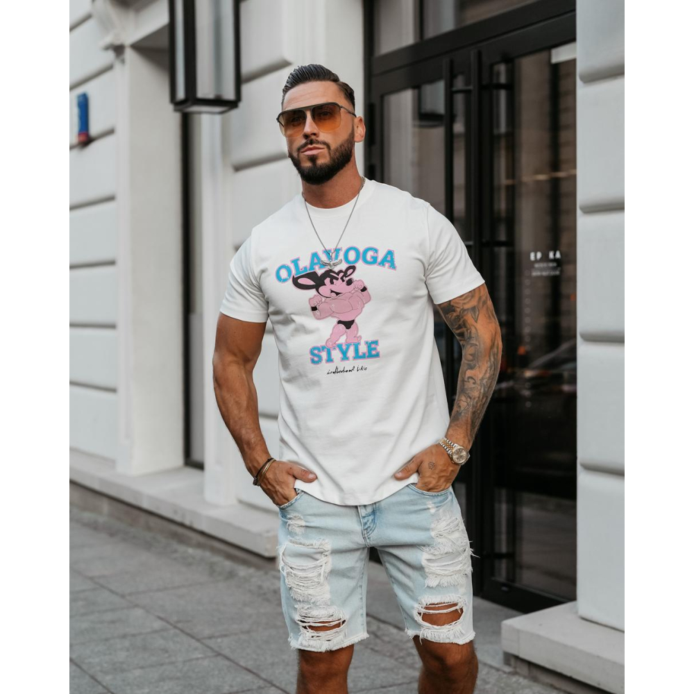 BLUZKA T-SHIRT MĘSKI OVERSIZE OLAVOGA MEN COMPRE ECRU