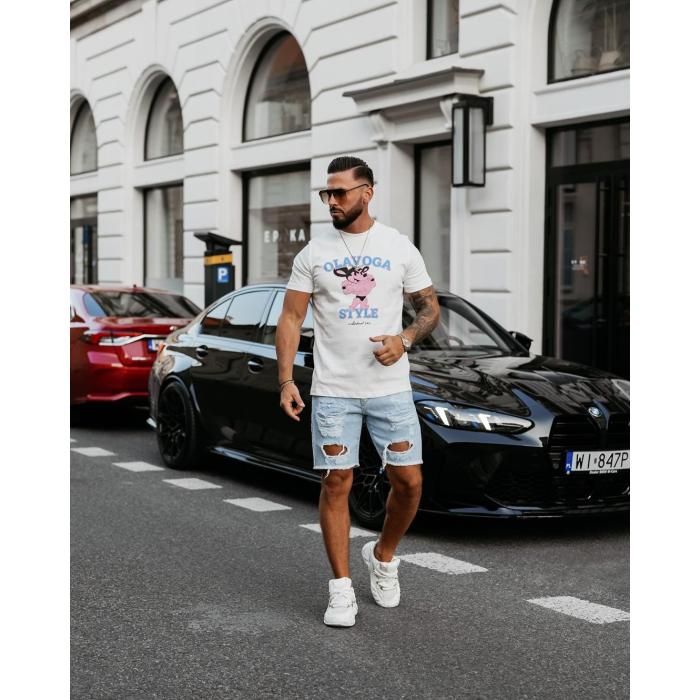 BLUZKA T-SHIRT MĘSKI OVERSIZE OLAVOGA MEN COMPRE ECRU