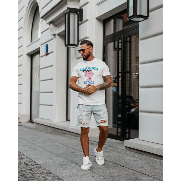BLUZKA T-SHIRT MĘSKI OVERSIZE OLAVOGA MEN COMPRE ECRU