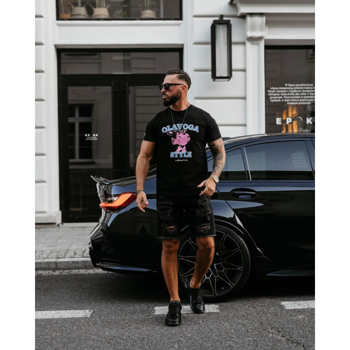 BLUZKA T-SHIRT MĘSKI OVERSIZE OLAVOGA MEN COMPRE BLACK