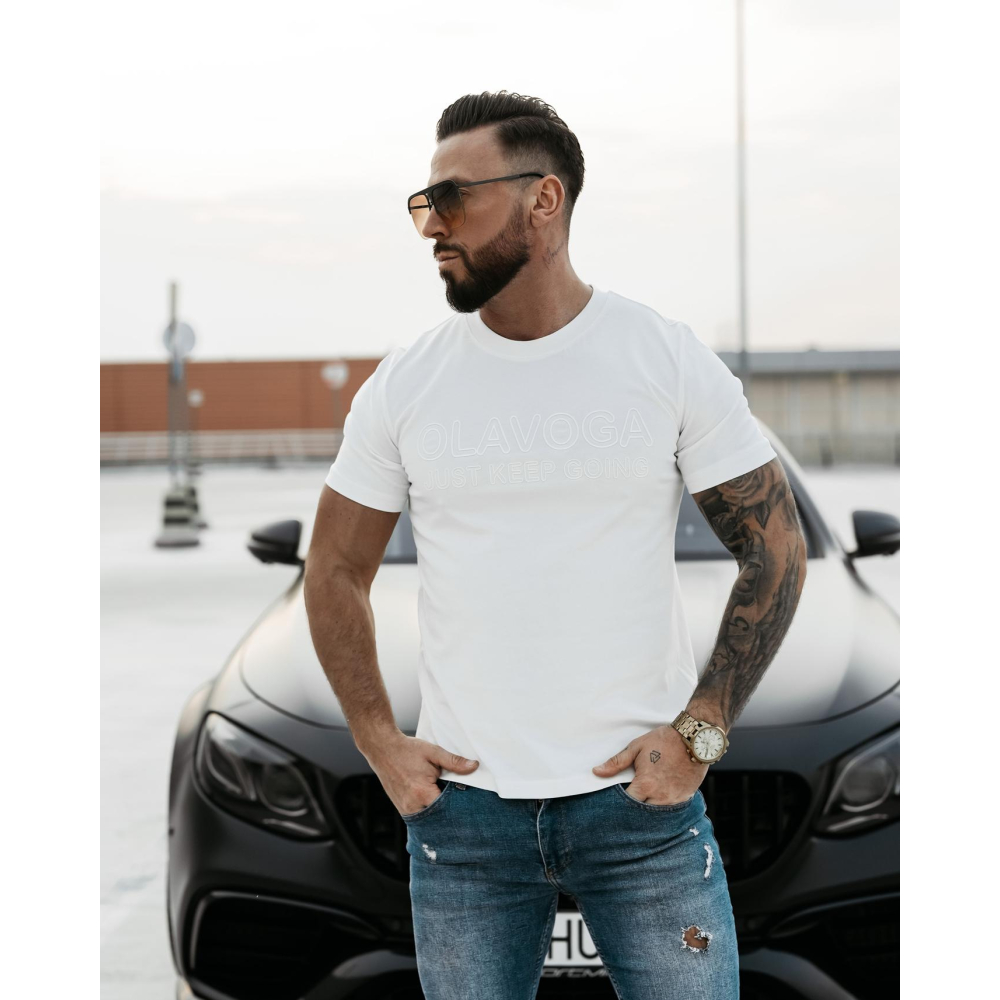 BLUZKA T-SHIRT MĘSKI OVERSIZE OLAVOGA MEN GO ECRU