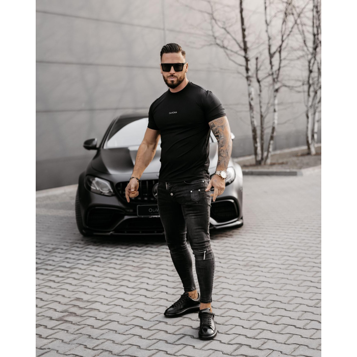 BLUZKA T-SHIRT MĘSKI OVERSIZE OLAVOGA MEN MORON BLACK