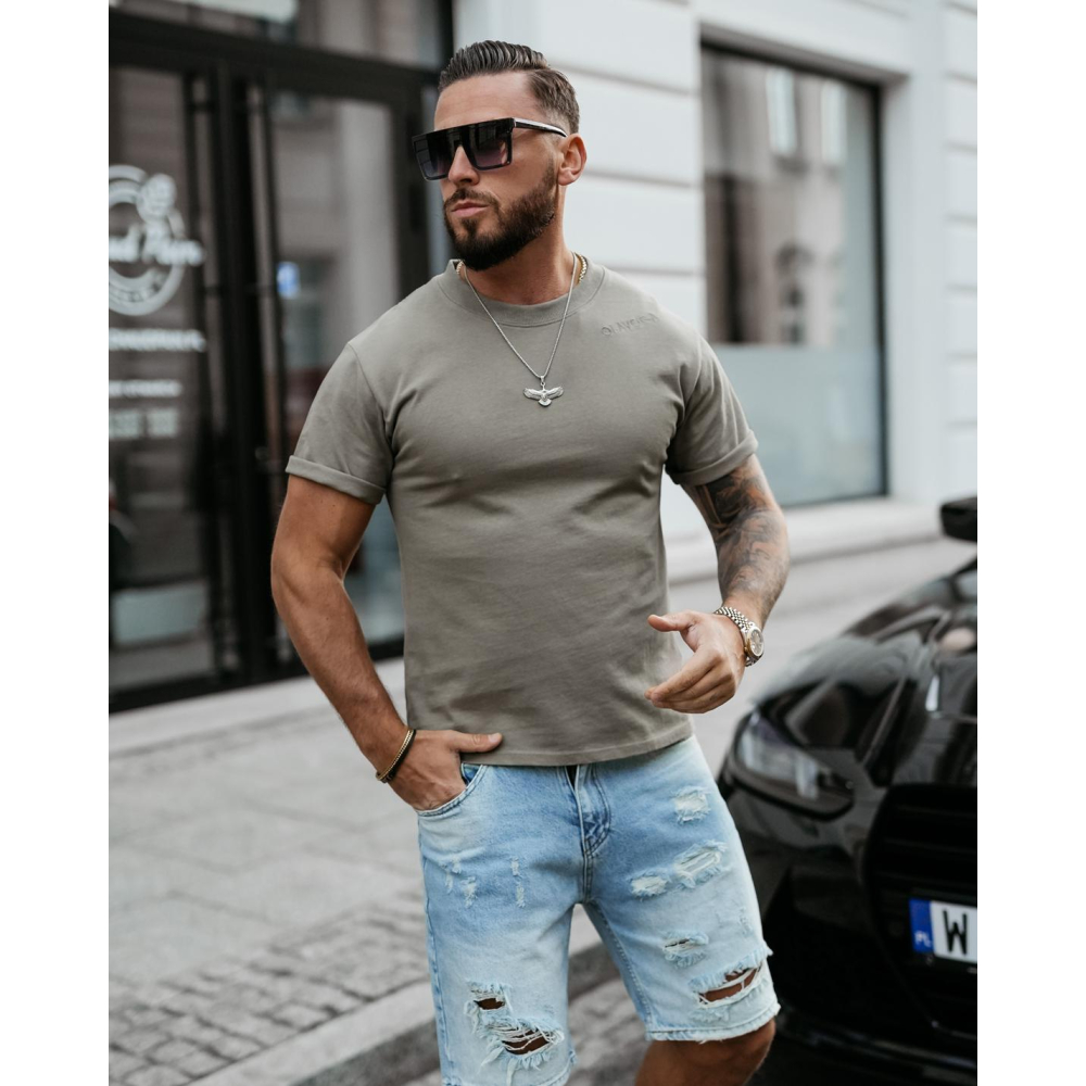 BLUZKA T-SHIRT MĘSKI OVERSIZE OLAVOGA MEN SHADOW LUXE KHAKI
