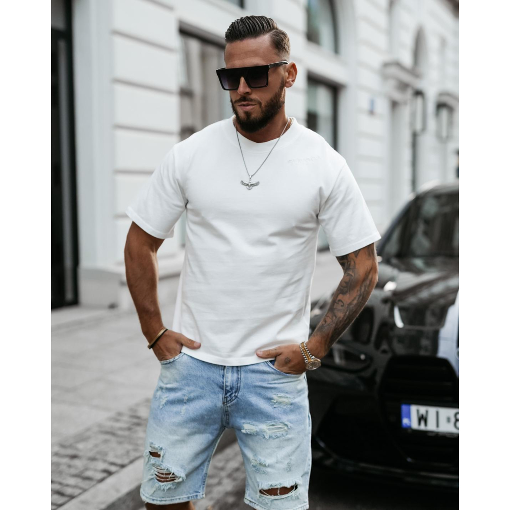 BLUZKA T-SHIRT MĘSKI OVERSIZE OLAVOGA MEN SHADOW LUXE ECRU