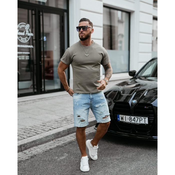 BLUZKA T-SHIRT MĘSKI OVERSIZE OLAVOGA MEN SHADOW LUXE KHAKI