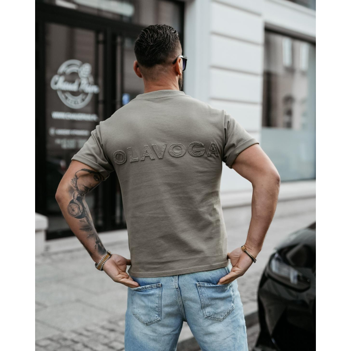 BLUZKA T-SHIRT MĘSKI OVERSIZE OLAVOGA MEN SHADOW LUXE KHAKI