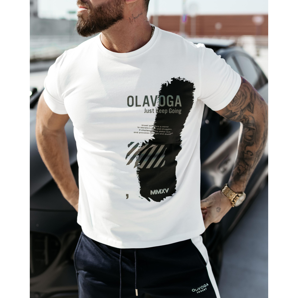 BLUZKA T-SHIRT MĘSKI OVERSIZE OLAVOGA MEN SLEEK ECRU