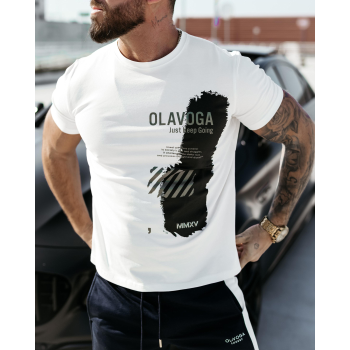 BLUZKA T-SHIRT MĘSKI OVERSIZE OLAVOGA MEN SLEEK ECRU