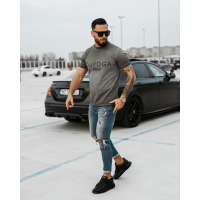 BLUZKA T-SHIRT MĘSKI OVERSIZE OLAVOGA MEN STAR OF PARIS DARK GRAY