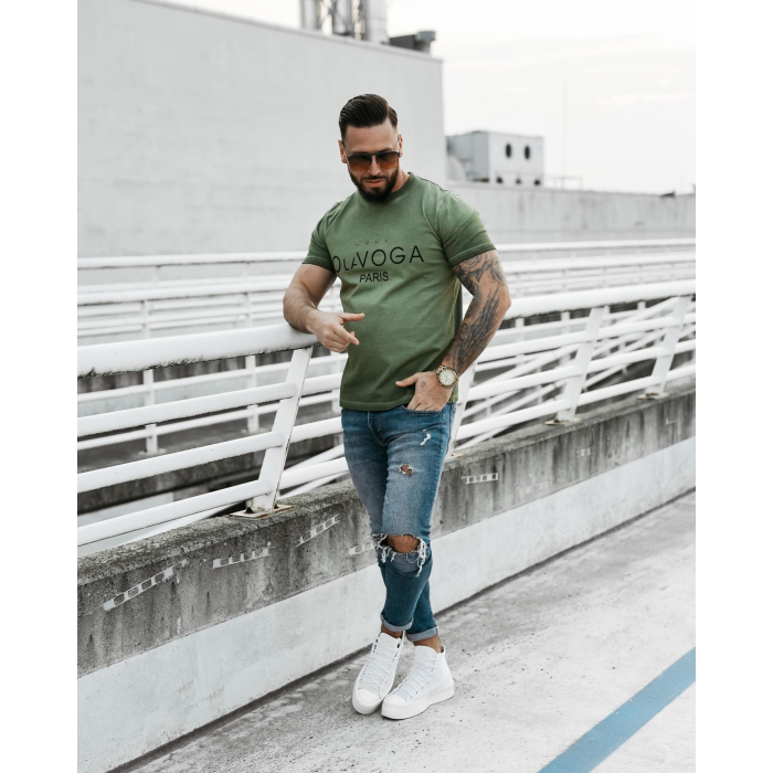 BLUZKA T-SHIRT MĘSKI OVERSIZE OLAVOGA MEN STAR OF PARIS KHAKI