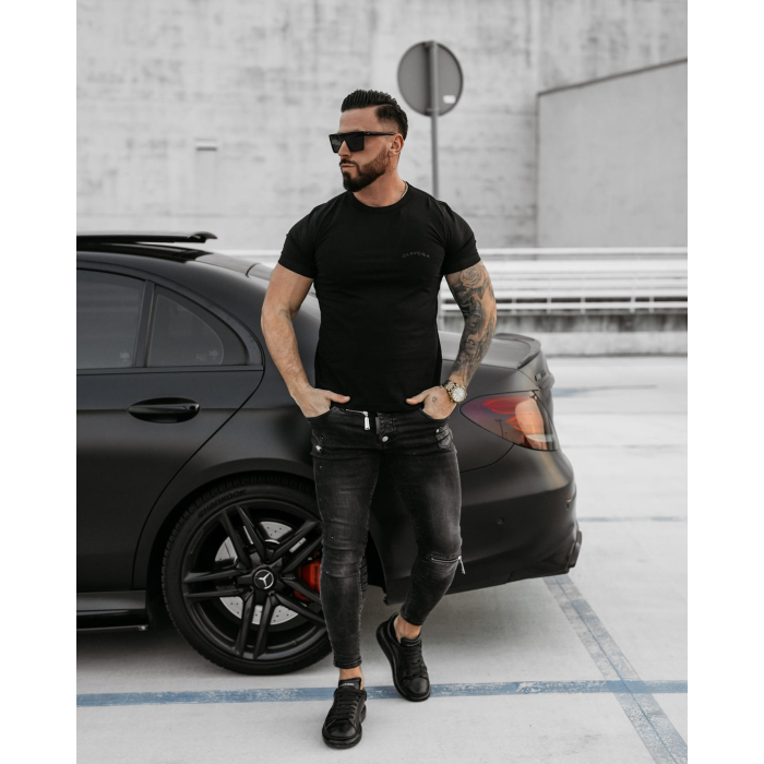 BLUZKA T-SHIRT MĘSKI OVERSIZE OLAVOGA MEN SWEET PEONY BLACK