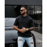 BLUZKA T-SHIRT MĘSKI OVERSIZE OLAVOGA MEN WASHED BLACK