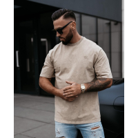 BLUZKA T-SHIRT MĘSKI OVERSIZE OLAVOGA MEN WASHED BEIGIE