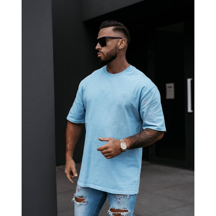 BLUZKA T-SHIRT MĘSKI OVERSIZE OLAVOGA MEN WASHED BLUE